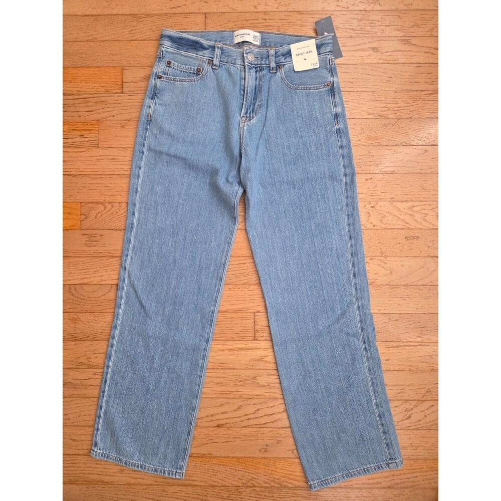 Abercrombie Kids Jeans Girls 13/14 R Blue Denim Light Wash High Rise Wide Leg